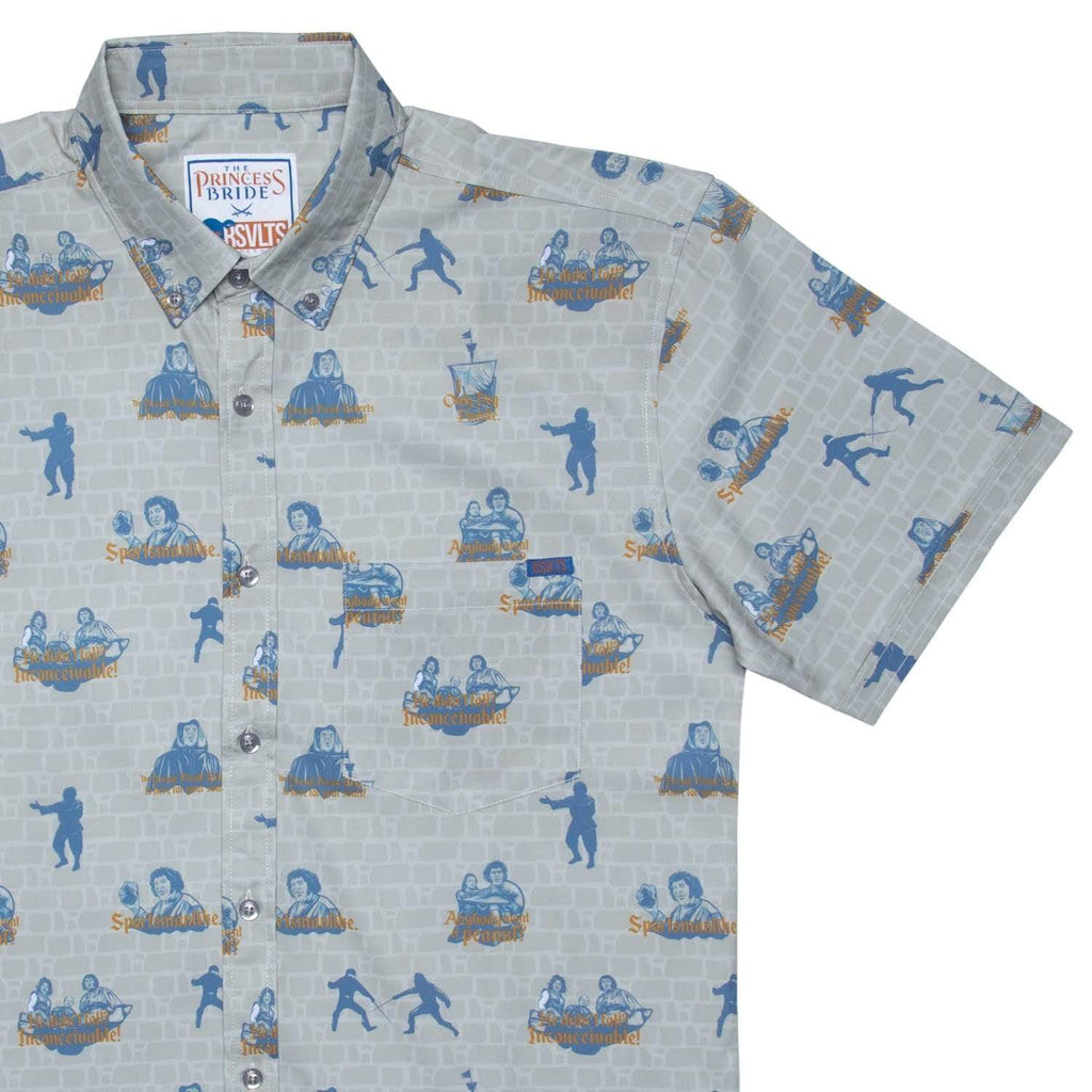 RSVLTS The Outlaws KUNUFLEX Short Sleeve Shirt in Gray — front view