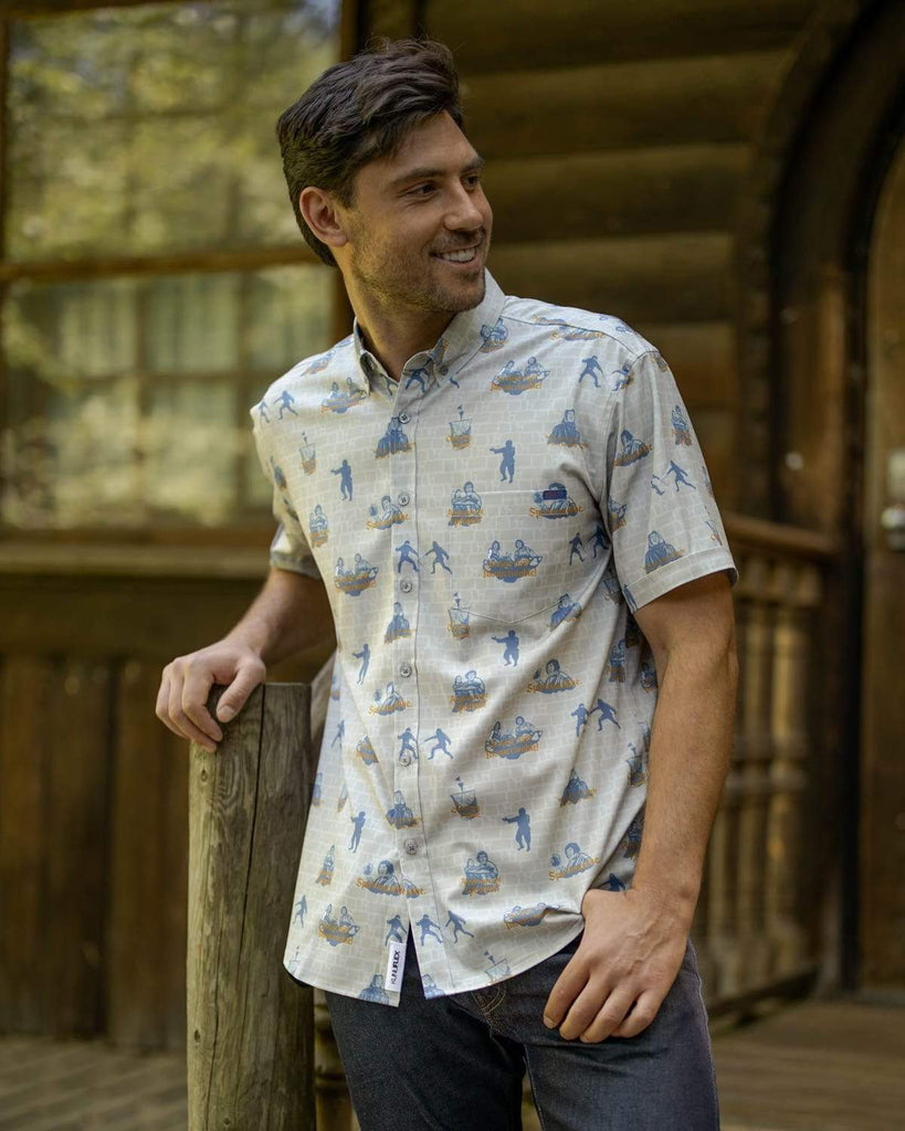 RSVLTS The Outlaws KUNUFLEX Short Sleeve Shirt in Gray — detail 4