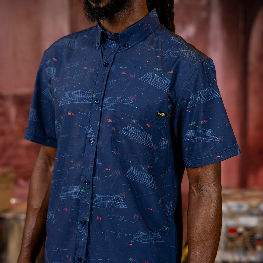 RSVLTS Starcade KUNUFLEX Short Sleeve Shirt in Blue — detail 8