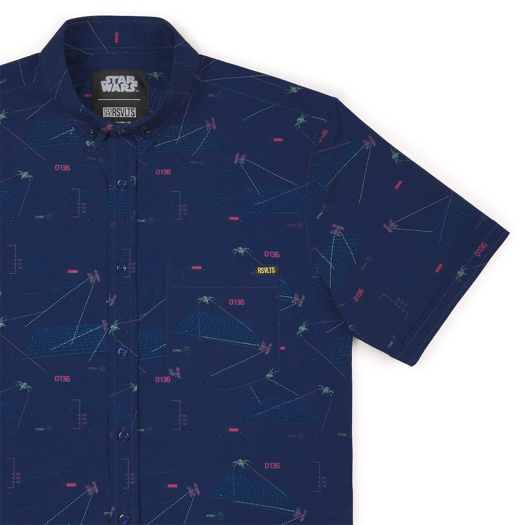 RSVLTS Starcade KUNUFLEX Short Sleeve Shirt in Blue — front view