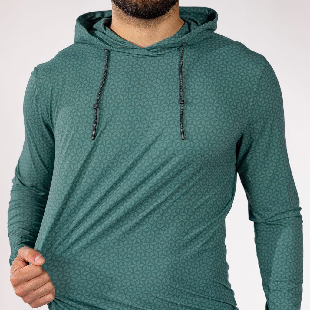 RSVLTS Geopetals Performance Hoodie in Green — front view