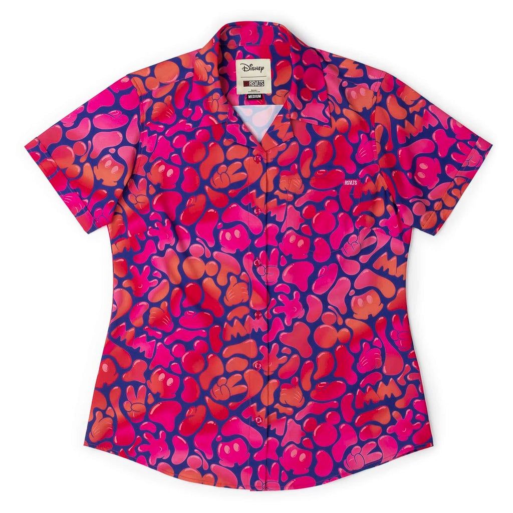 RSVLTS Glow Flow Mickey Women's KUNUFLEX Short Sleeve Shirt in Pink — detail 5