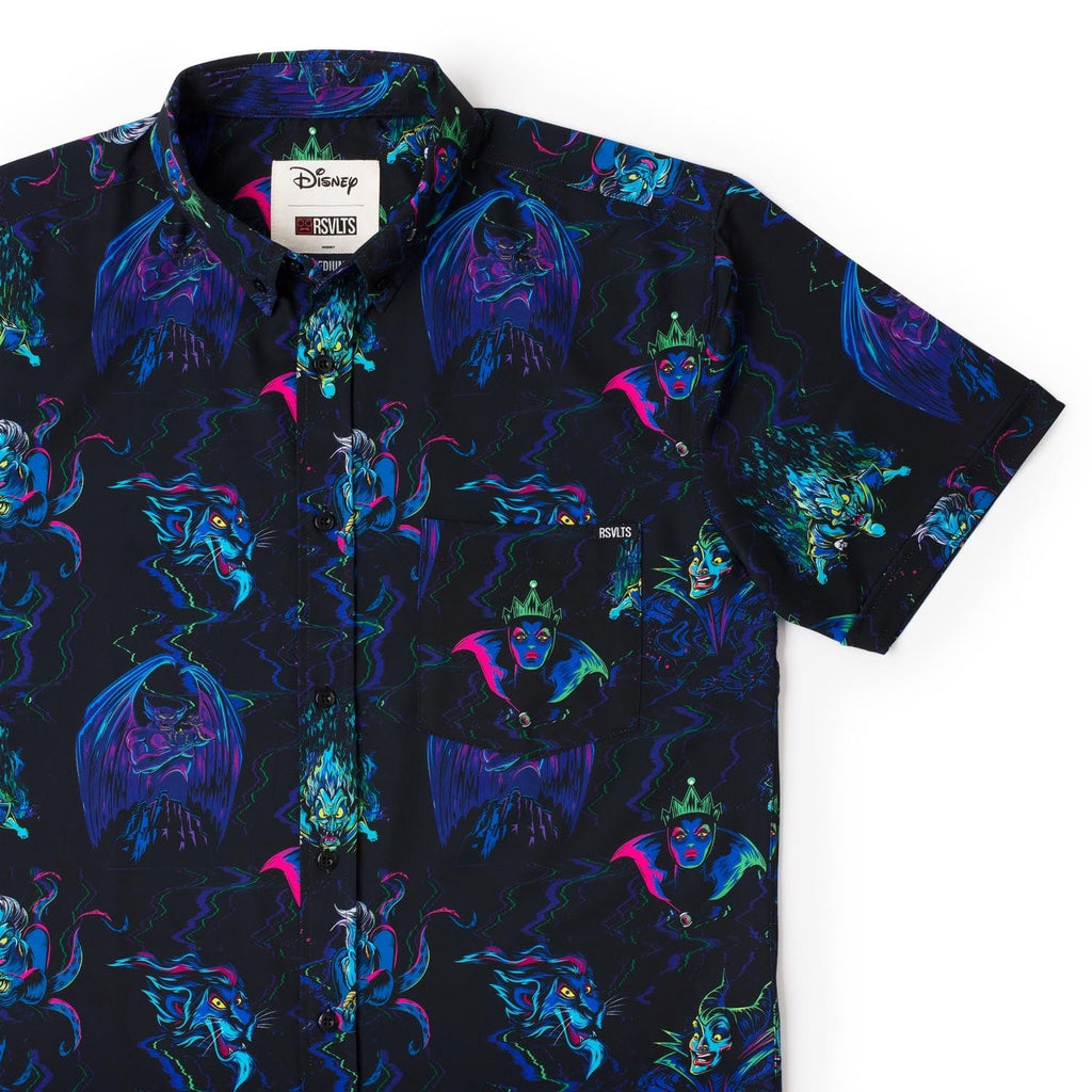 RSVLTS Neon Nightmare KUNUFLEX Short Sleeve Shirt in Black — front view