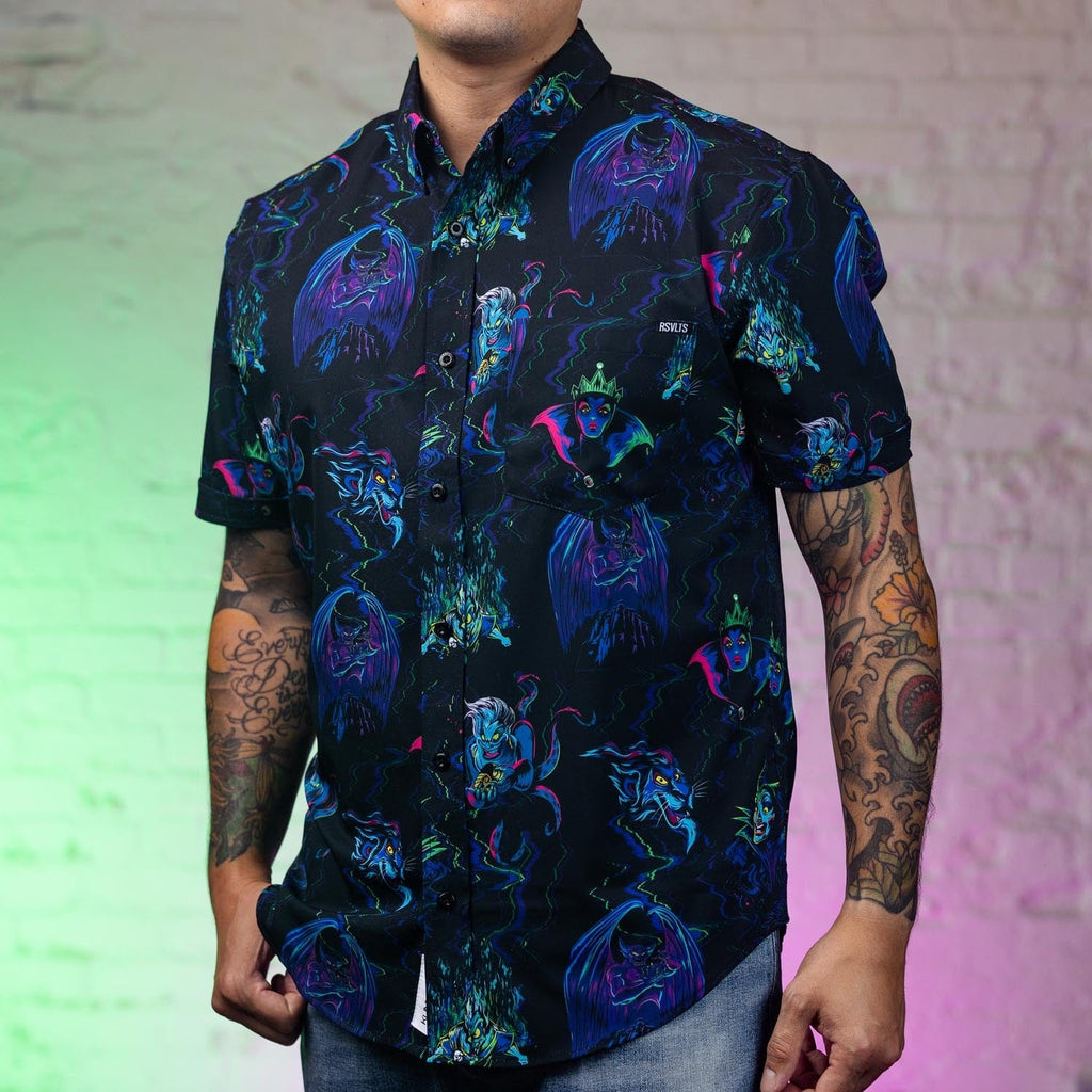 RSVLTS Neon Nightmare KUNUFLEX Short Sleeve Shirt in Black — detail 12