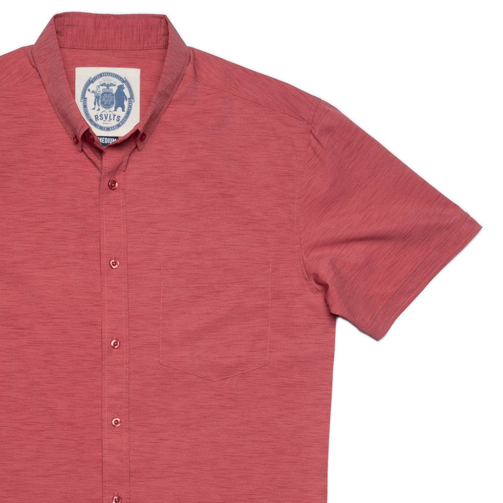 RSVLTS Spiced Coral KUNUFLEX Short Sleeve Shirt in Red — detail 6