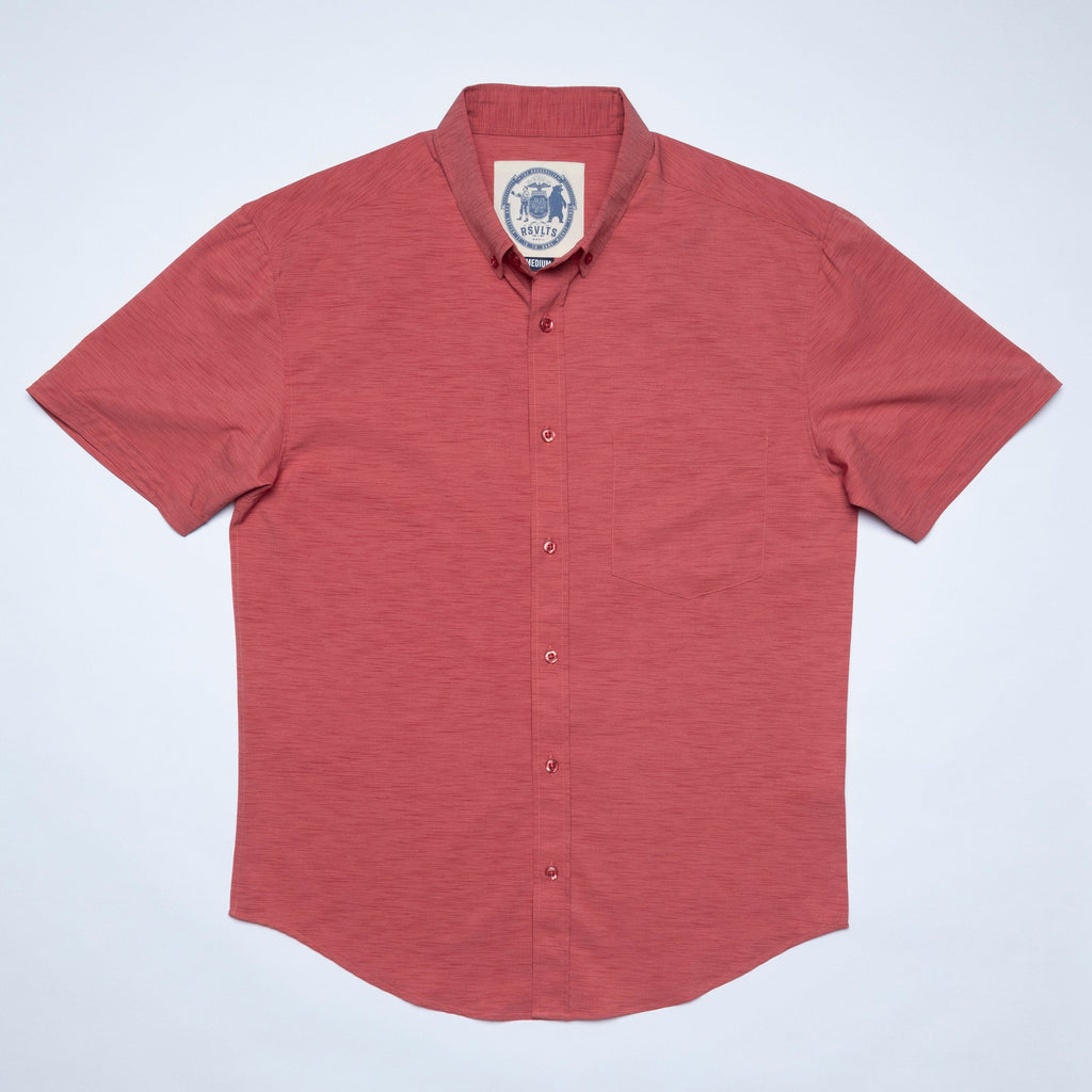 RSVLTS Spiced Coral KUNUFLEX Short Sleeve Shirt in Red — detail 8