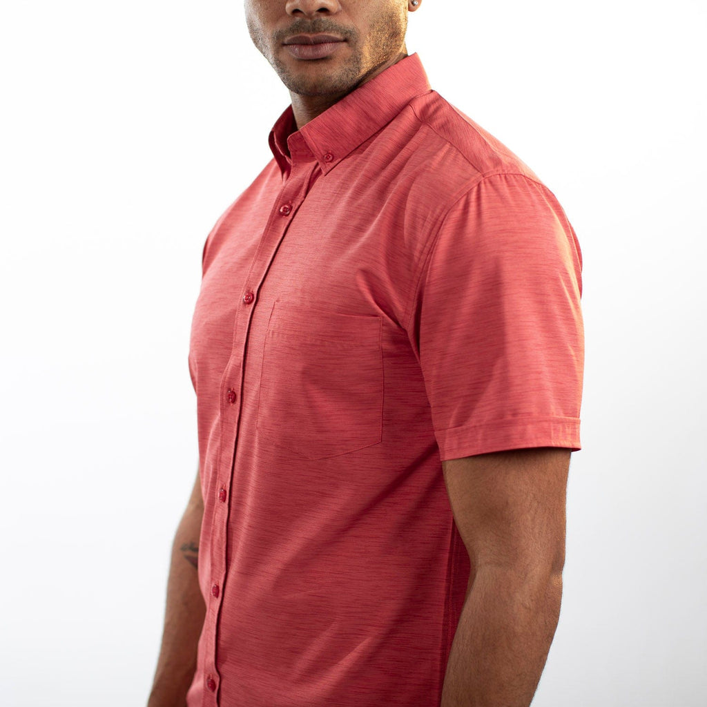RSVLTS Spiced Coral KUNUFLEX Short Sleeve Shirt in Red — detail 9