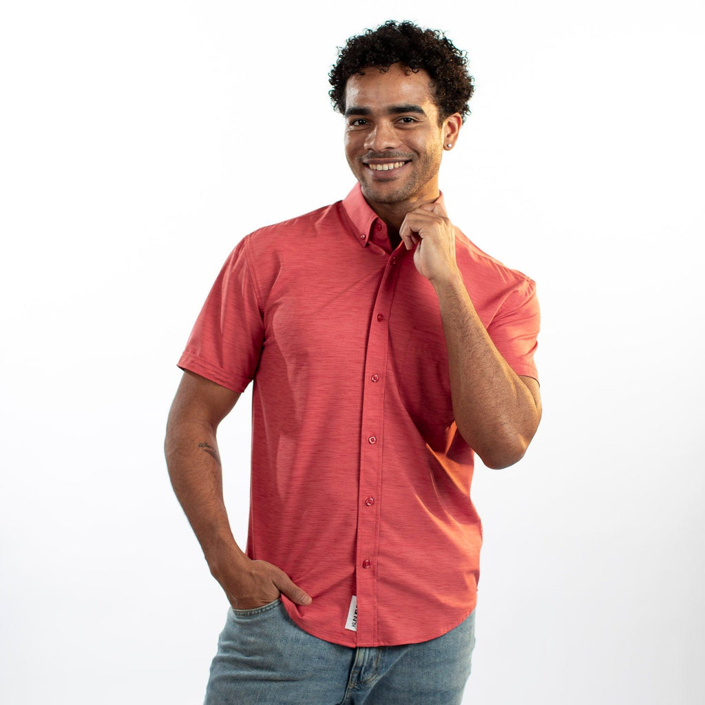 RSVLTS Spiced Coral KUNUFLEX Short Sleeve Shirt in Red — detail 12