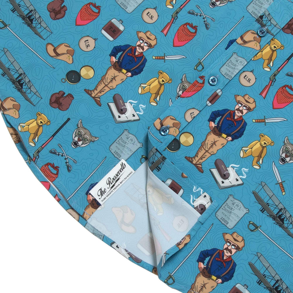 RSVLTS Man In The Arena KUNUFLEX Short Sleeve Shirt in Blue — detail 8
