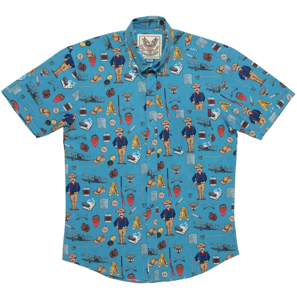 RSVLTS Man In The Arena KUNUFLEX Short Sleeve Shirt in Blue — detail 2