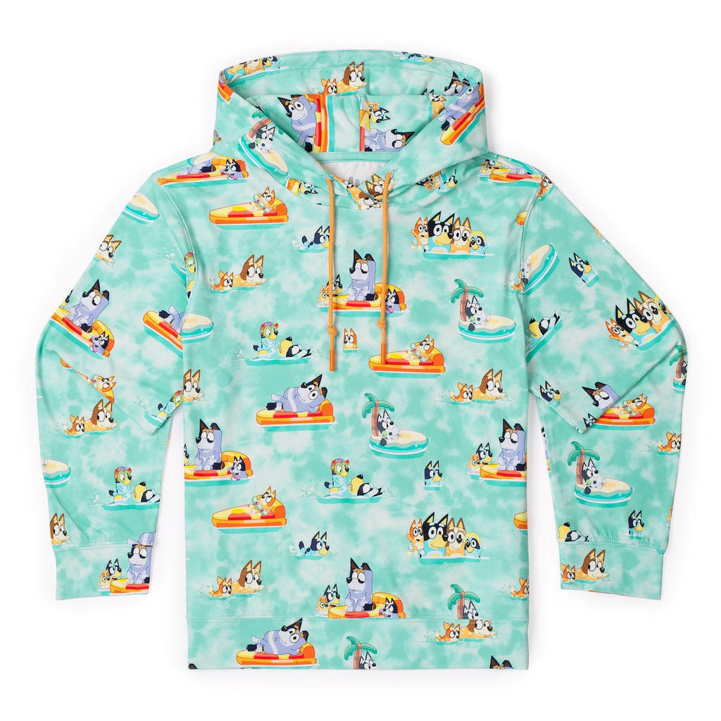 RSVLTS Everybody in the Pool Youth Performance Hoodie in Green — front view