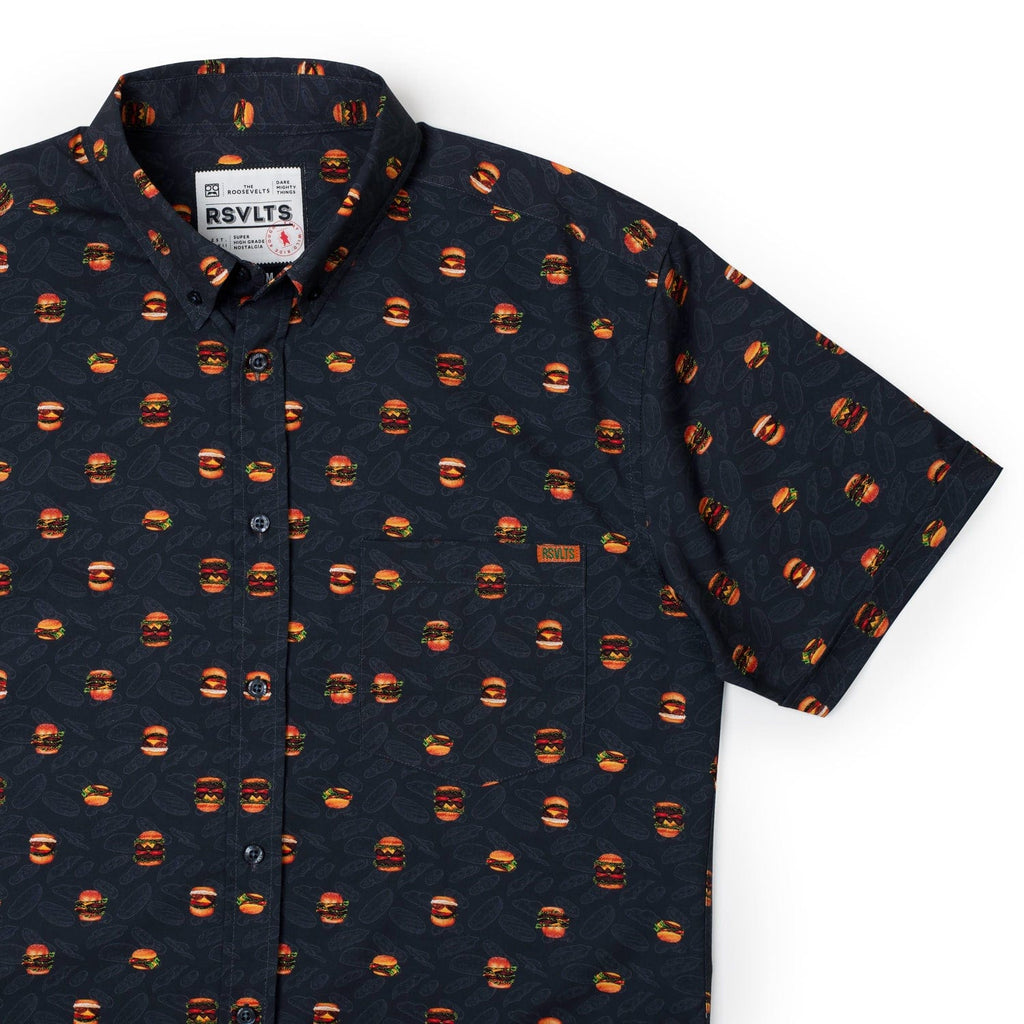 RSVLTS Burgers KUNUFLEX Short Sleeve Shirt in Blue — detail 2