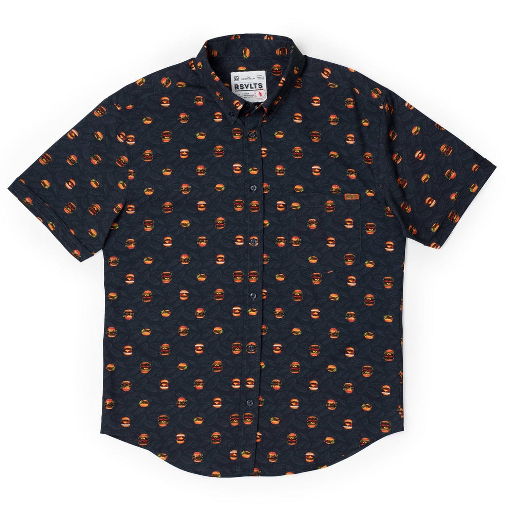 RSVLTS Burgers KUNUFLEX Short Sleeve Shirt in Blue — detail 4