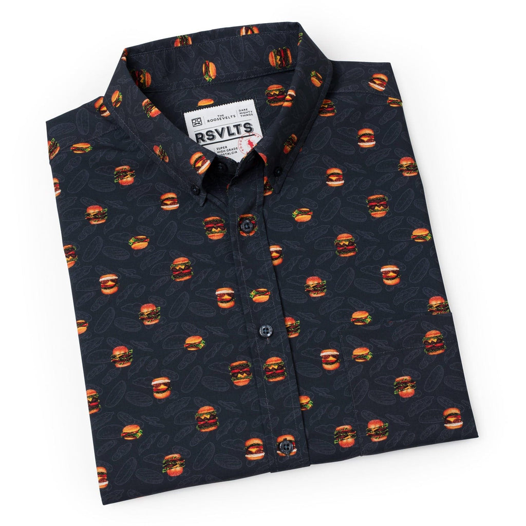 RSVLTS Burgers KUNUFLEX Short Sleeve Shirt in Blue — detail 7