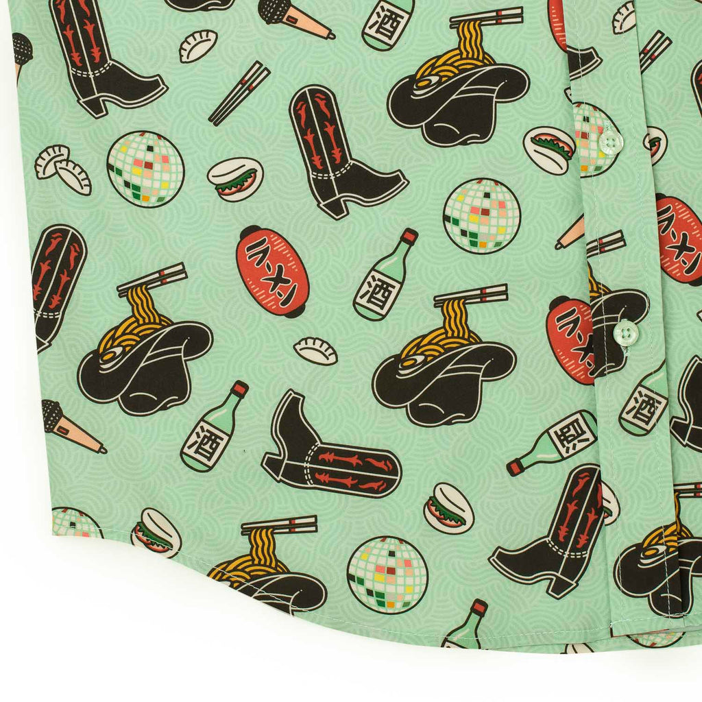RSVLTS Karaoke Cowboy KUNUFLEX Short Sleeve Shirt in Green — detail 7
