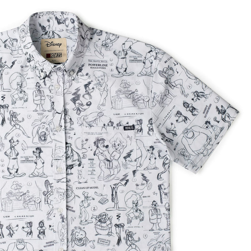 RSVLTS Art of A Goofy Movie KUNUFLEX Short Sleeve Shirt in White — front view