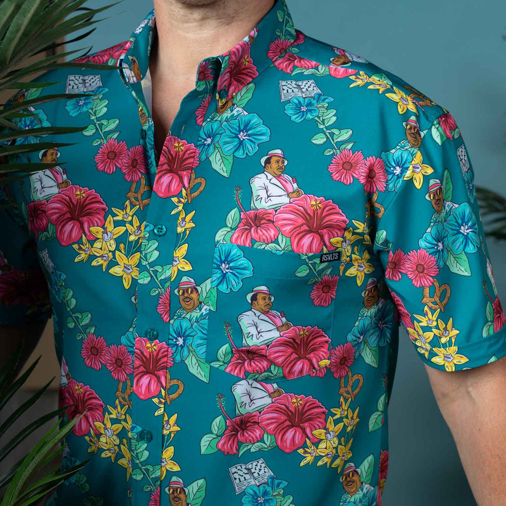 RSVLTS Florida Stanley KUNUFLEX Short Sleeve Shirt in Blue — detail 4