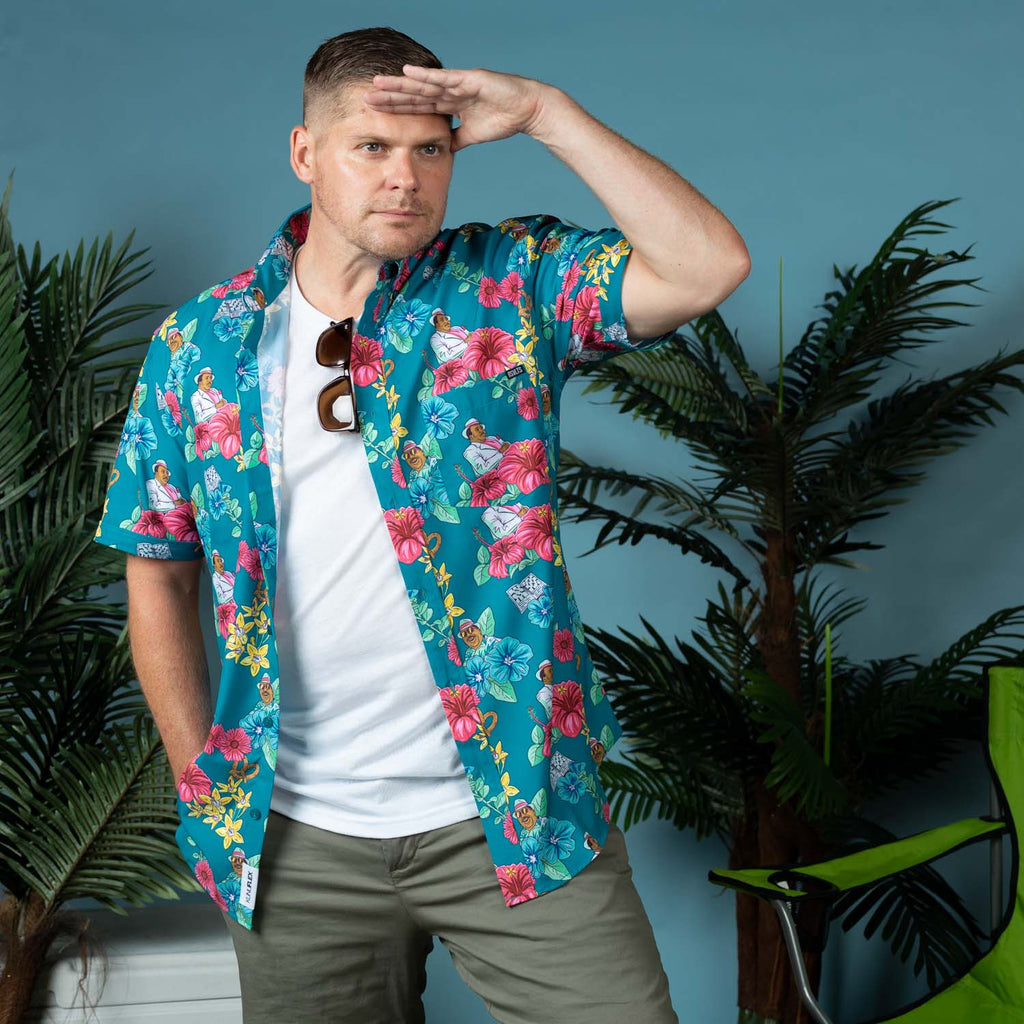 RSVLTS Florida Stanley KUNUFLEX Short Sleeve Shirt in Blue — detail 6