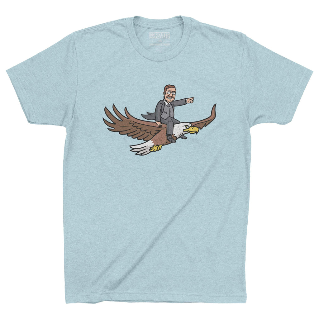 RSVLTS Teddy Riding Eagle Crewneck Tee in Blue — front view
