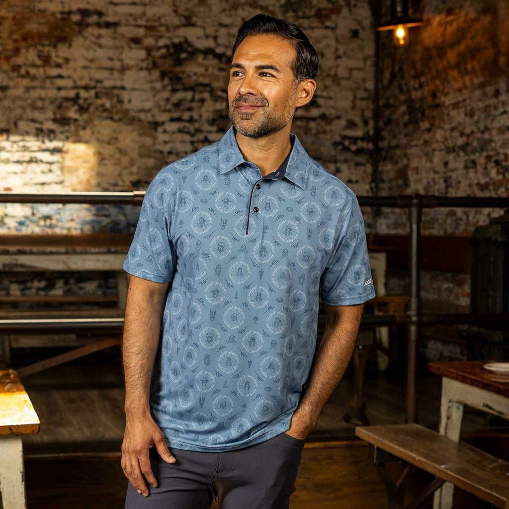RSVLTS Middle-earth Medley All-Day Polo in Blue — detail 6
