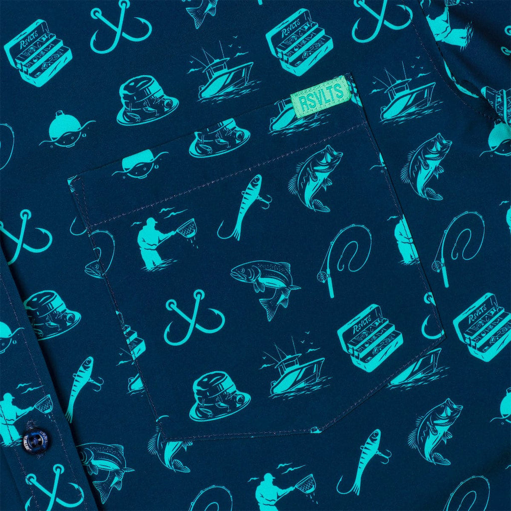RSVLTS Playing Hooky KUNUFLEX Short Sleeve Shirt in Blue — detail 5