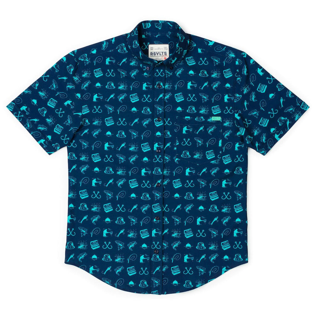 RSVLTS Playing Hooky KUNUFLEX Short Sleeve Shirt in Blue — detail 6