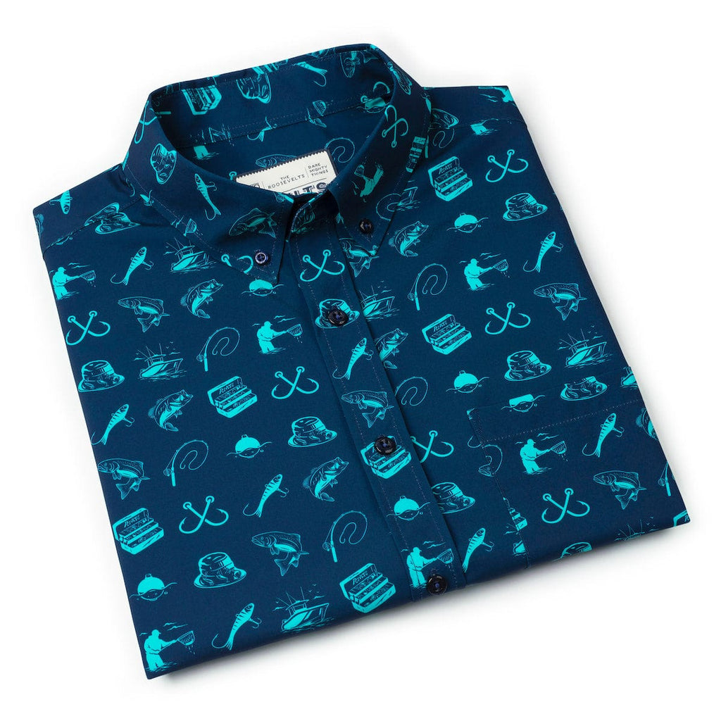 RSVLTS Playing Hooky KUNUFLEX Short Sleeve Shirt in Blue — detail 9