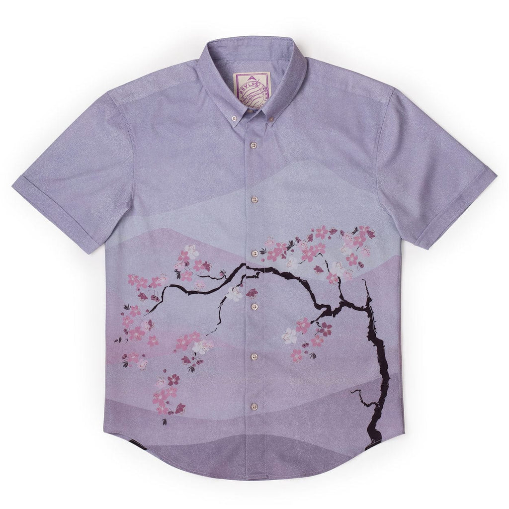 RSVLTS Tokyo In Bloom KUNUFLEX Short Sleeve Shirt in Purple — front view