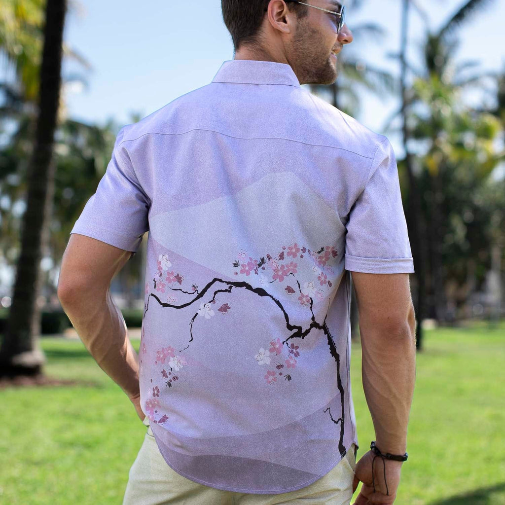 RSVLTS Tokyo In Bloom KUNUFLEX Short Sleeve Shirt in Purple — detail 6