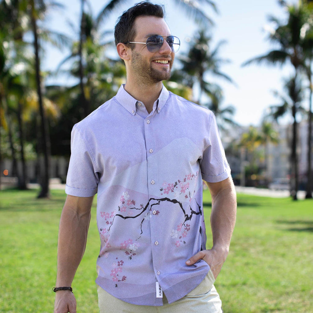 RSVLTS Tokyo In Bloom KUNUFLEX Short Sleeve Shirt in Purple — detail 2