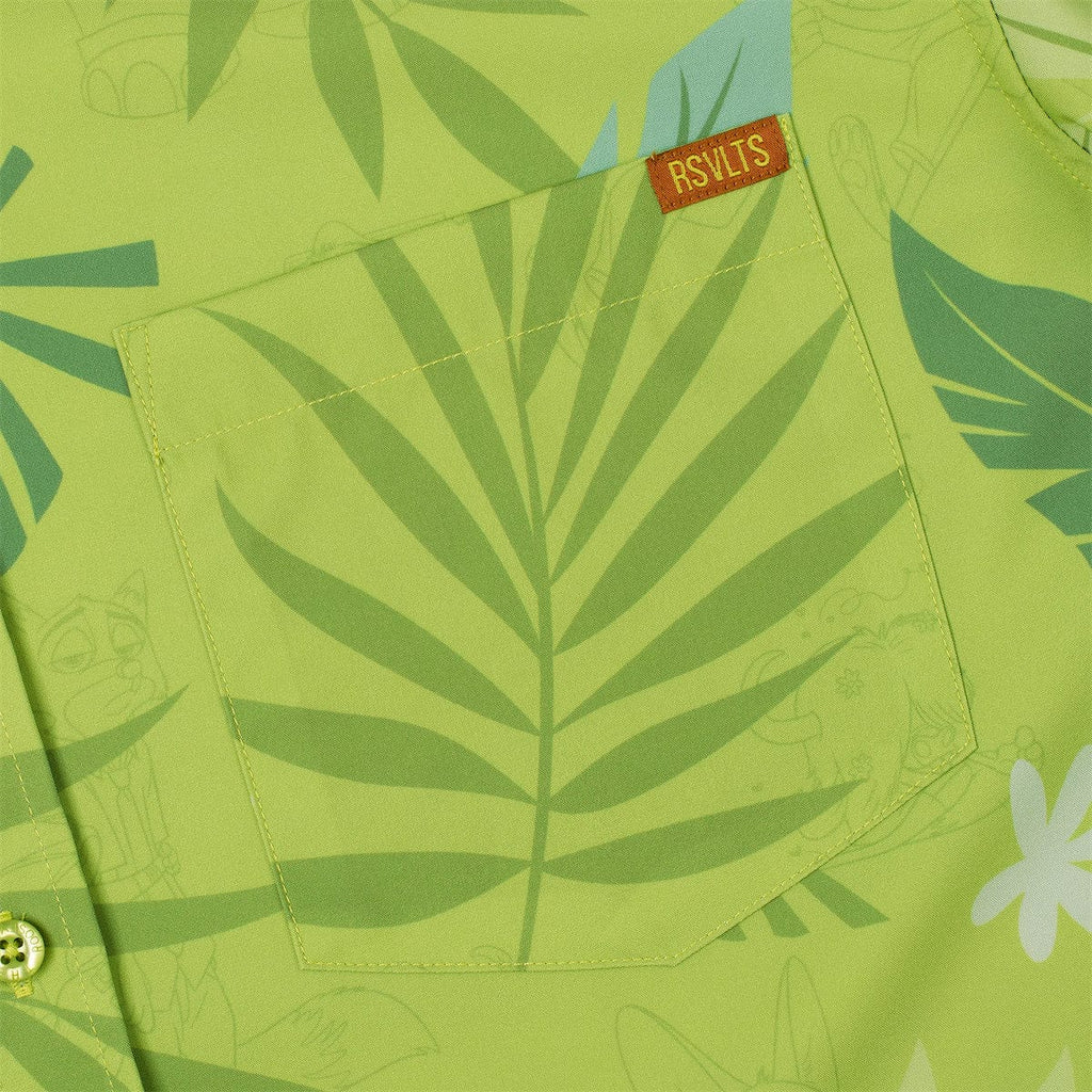 RSVLTS The Wilde Side KUNUFLEX Short Sleeve Shirt in Green — detail 6