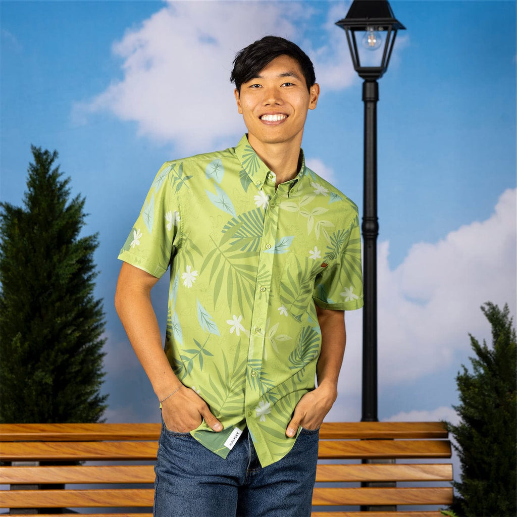 RSVLTS The Wilde Side KUNUFLEX Short Sleeve Shirt in Green — detail 5