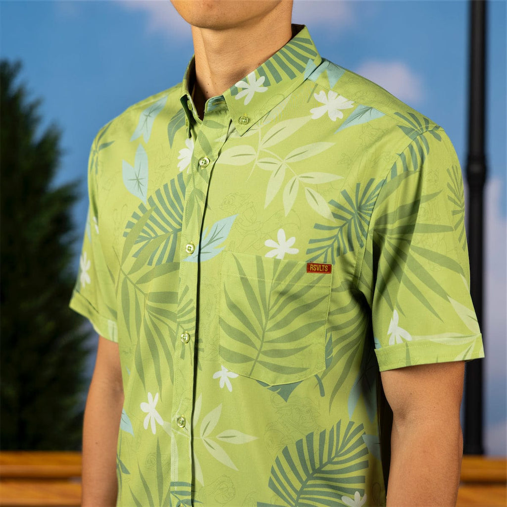 RSVLTS The Wilde Side KUNUFLEX Short Sleeve Shirt in Green — detail 7