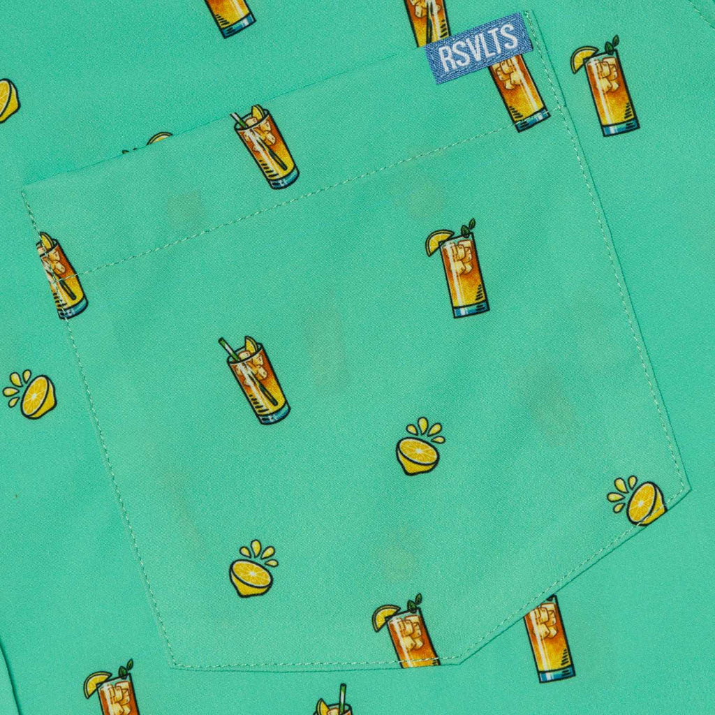 RSVLTS Palms Away KUNUFLEX Short Sleeve Shirt in Blue — detail 4