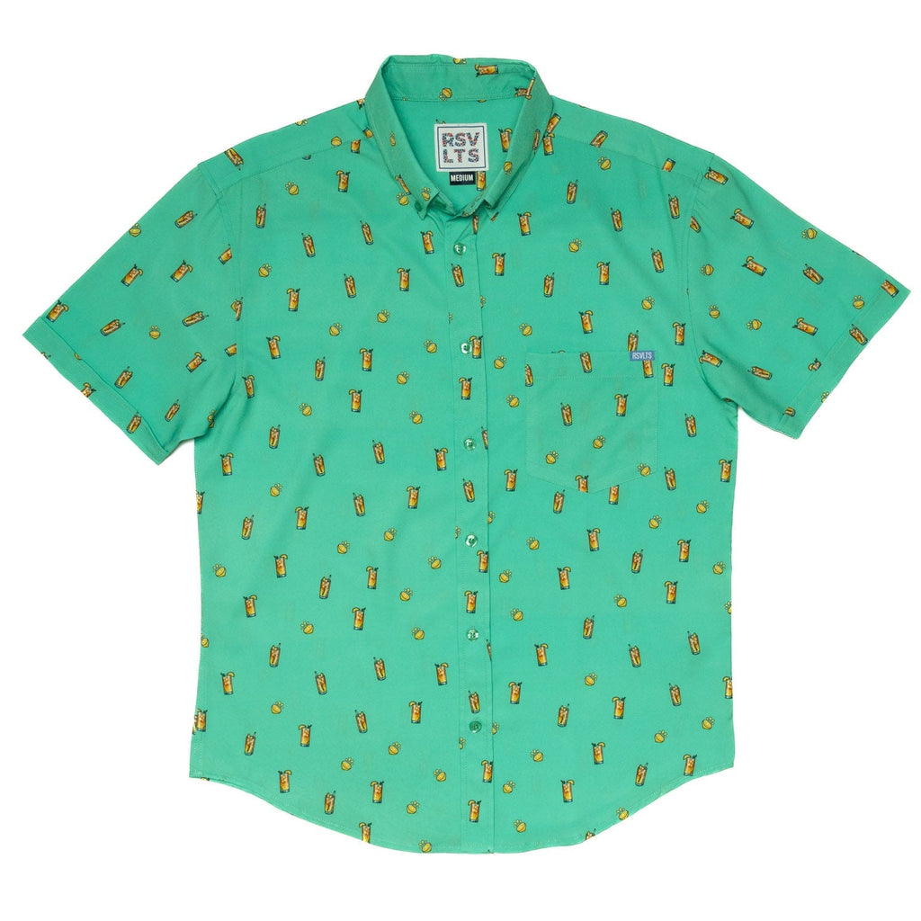 RSVLTS Palms Away KUNUFLEX Short Sleeve Shirt in Blue — detail 3