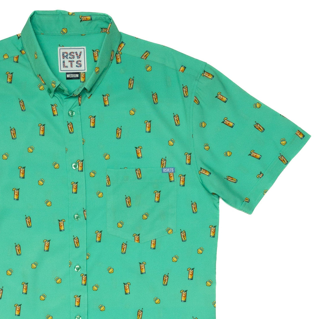 RSVLTS Palms Away KUNUFLEX Short Sleeve Shirt in Blue — detail 2