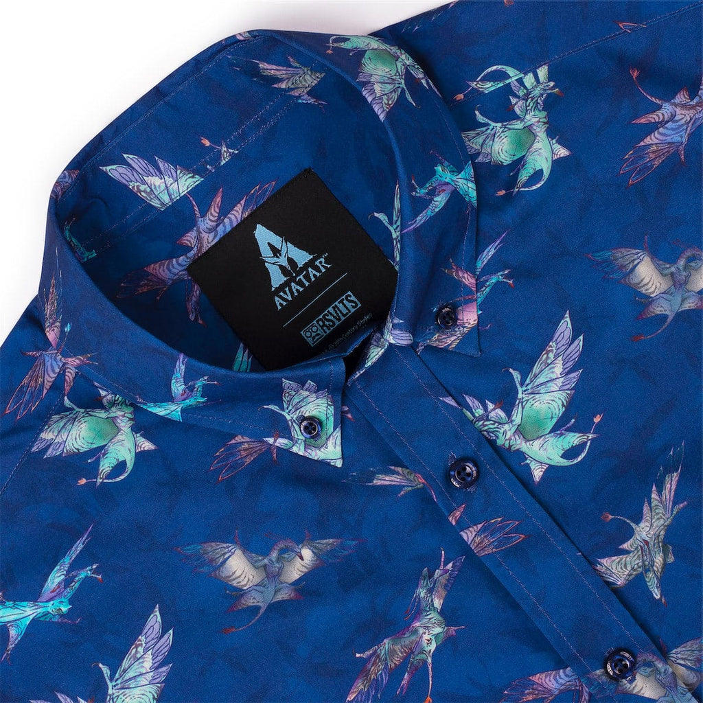 RSVLTS Soaring Banshees KUNUFLEX Short Sleeve Shirt in Blue — detail 7
