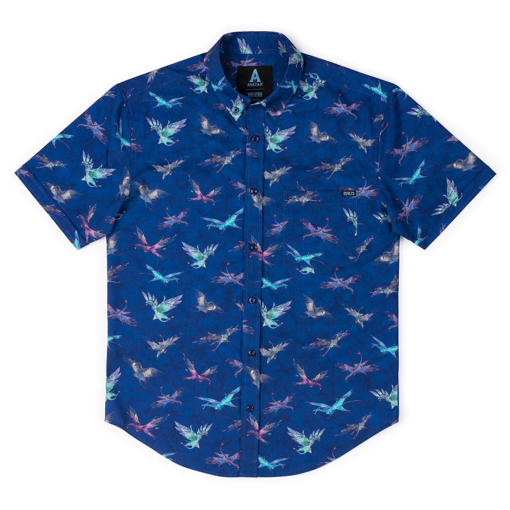RSVLTS Soaring Banshees KUNUFLEX Short Sleeve Shirt in Blue — detail 6