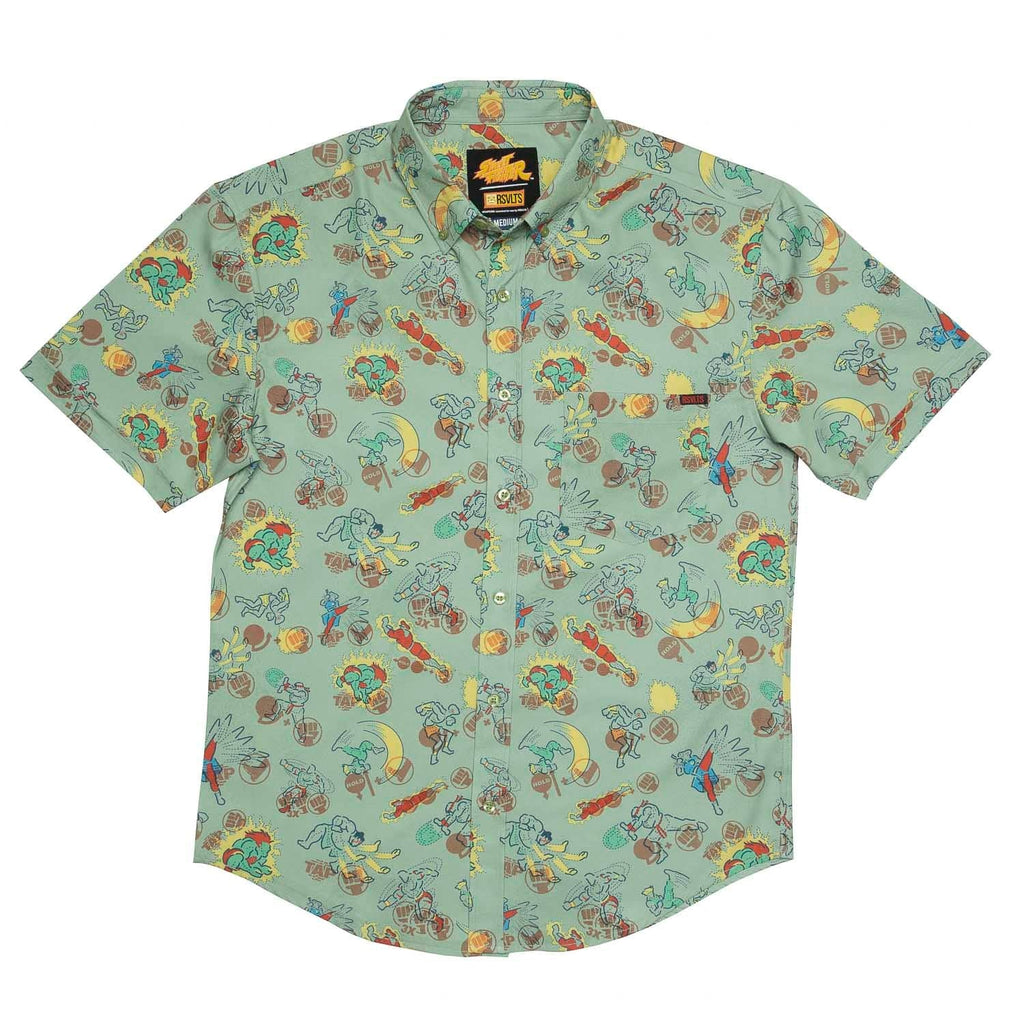 RSVLTS Super Combos KUNUFLEX Short Sleeve Shirt in Green — detail 3