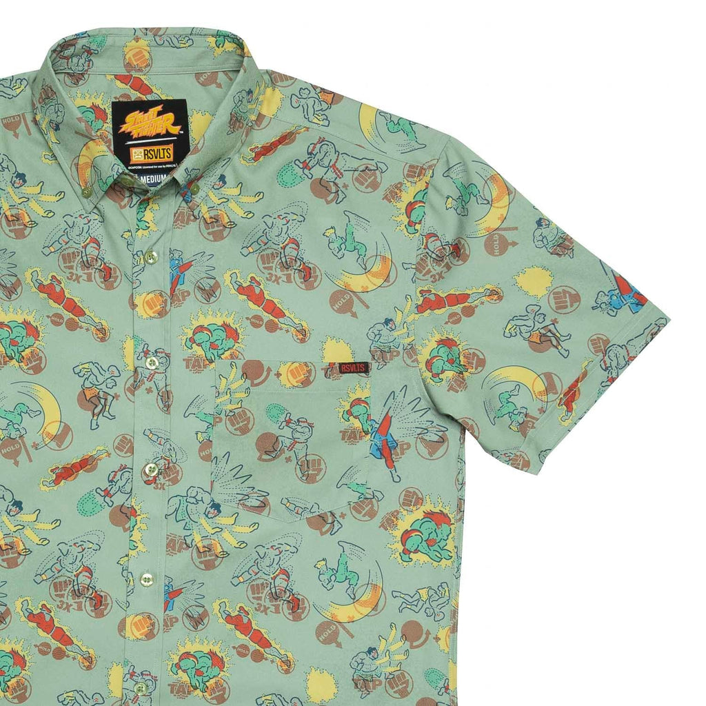 RSVLTS Super Combos KUNUFLEX Short Sleeve Shirt in Green — front view