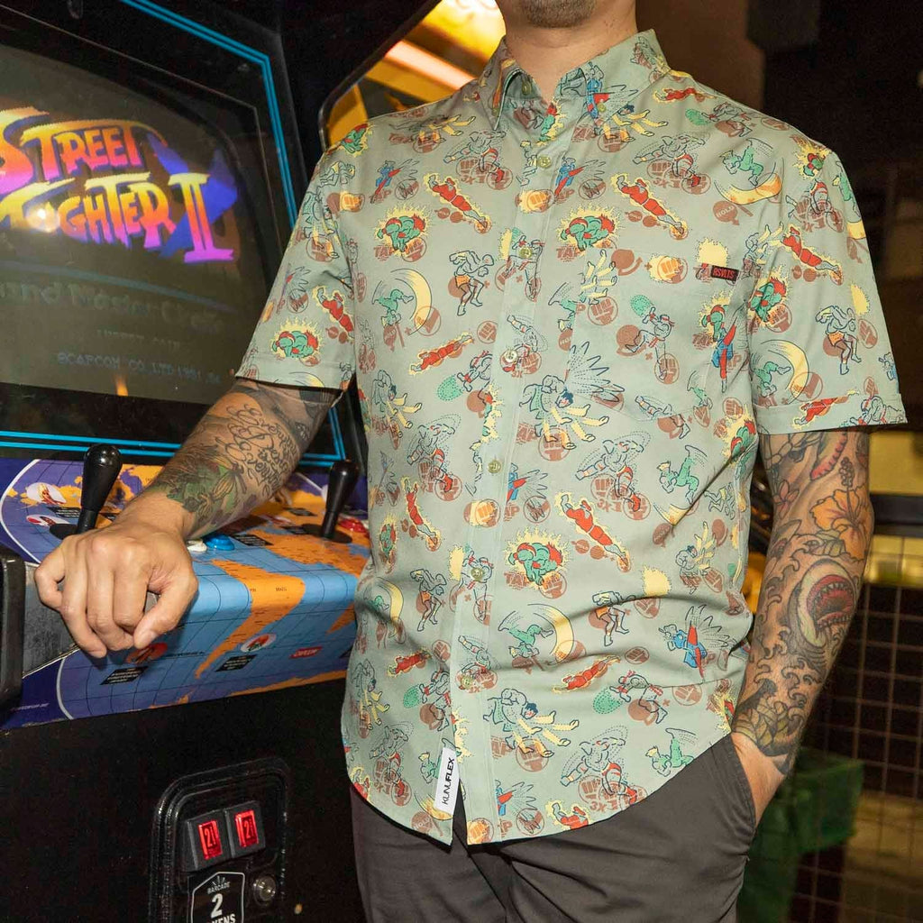 RSVLTS Super Combos KUNUFLEX Short Sleeve Shirt in Green — detail 2