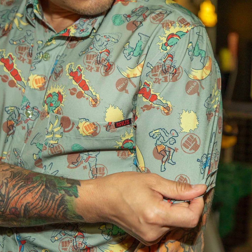 RSVLTS Super Combos KUNUFLEX Short Sleeve Shirt in Green — detail 5
