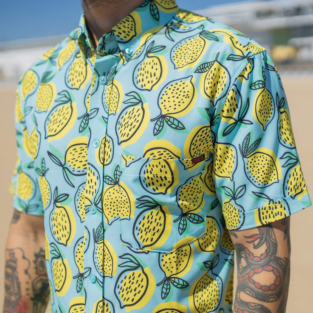 RSVLTS Lemonchillo KUNUFLEX Short Sleeve Shirt in Blue — detail 6