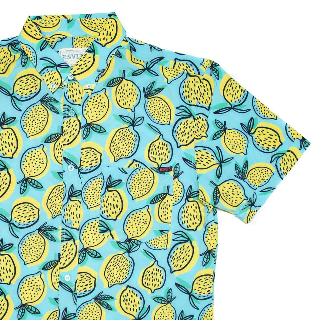 RSVLTS Lemonchillo KUNUFLEX Short Sleeve Shirt in Blue — front view