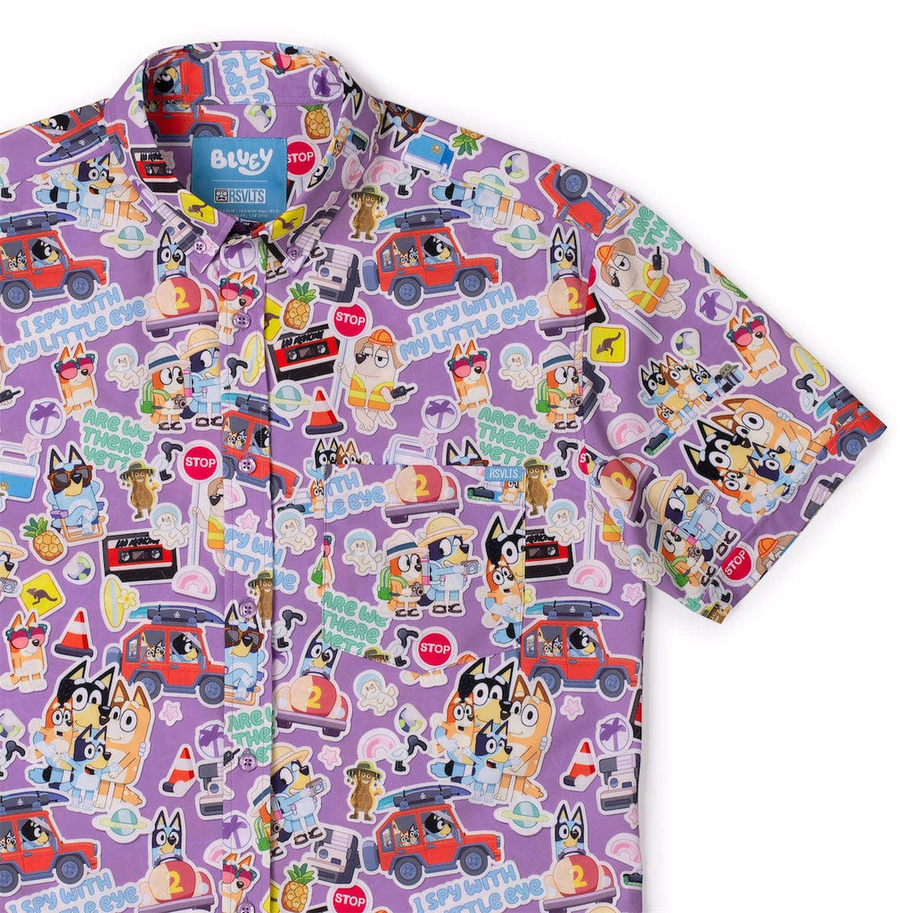 RSVLTS Let's Motor KUNUFLEX Short Sleeve Shirt in Purple — front view