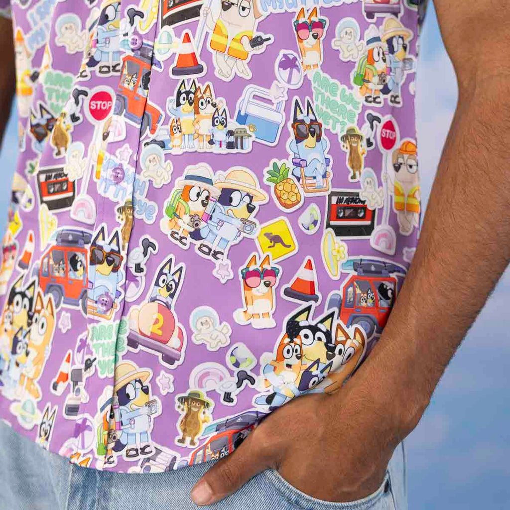 RSVLTS Let's Motor KUNUFLEX Short Sleeve Shirt in Purple — detail 4