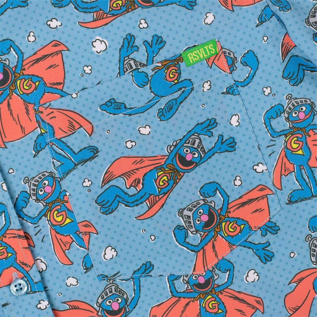 RSVLTS Super Grover KUNUFLEX Short Sleeve Shirt in Blue — detail 6