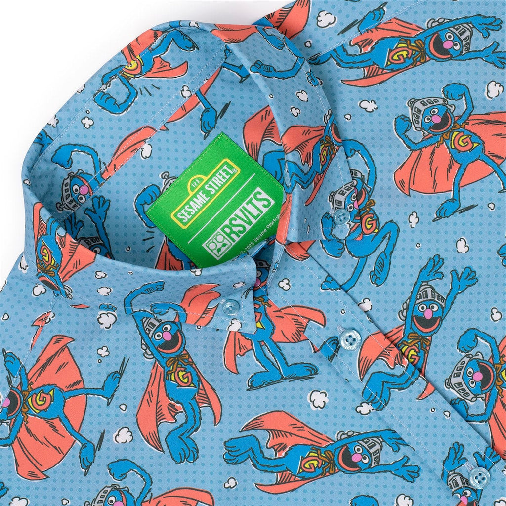 RSVLTS Super Grover KUNUFLEX Short Sleeve Shirt in Blue — detail 9