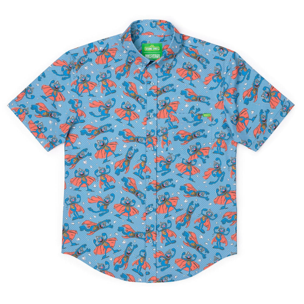 RSVLTS Super Grover KUNUFLEX Short Sleeve Shirt in Blue — detail 8