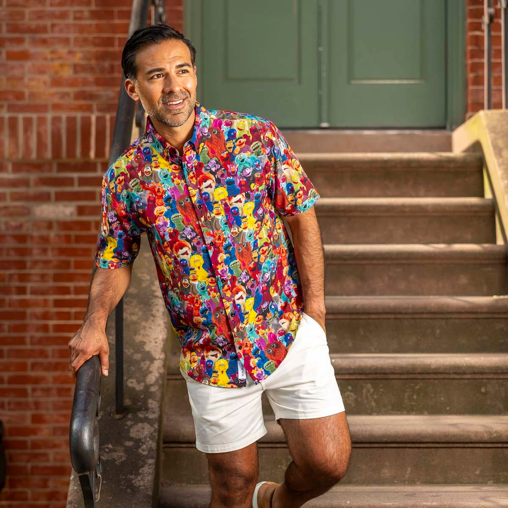RSVLTS Block Party KUNUFLEX Short Sleeve Shirt in Multicolor — detail 3